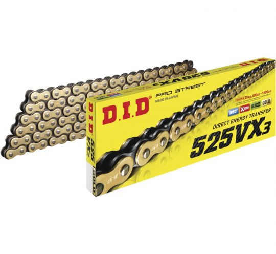 DID Gold Heavy Duty X-Ring Motorcycle Chain 525 VX x 120 Links